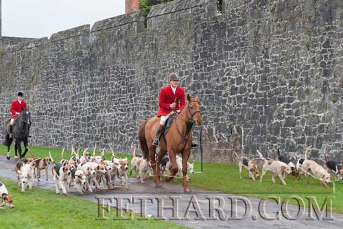 Huntsman Derry Donegan leading off Tipperary Foxhounds at the Opening Meet in Fethard