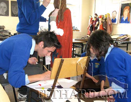 Transition Year Students of Patrician Presentation Secondary School working on their life-size replica of the medieval St. John the Baptist statue.