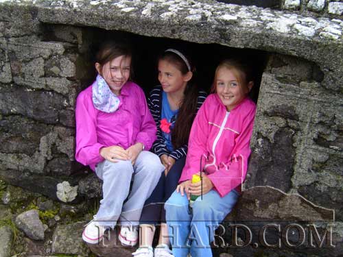 Photographed at the Holy Year Cross on Slievenamon are L to R:  Laura O'Donnell, Leah Coen and Sadhbh Morrissey