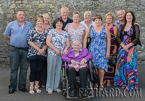 Mamie Morrissey (front), St.Patrick's Place, Fethard, photographed with members of her family on the occasion of her 90th Birthday celebrated in the Convent Hall Community Centre. L to R: Benny, Ann, Sarah, Patricia, Patsy, Philomena, David, Paula, Majella, Declan and Mary. 