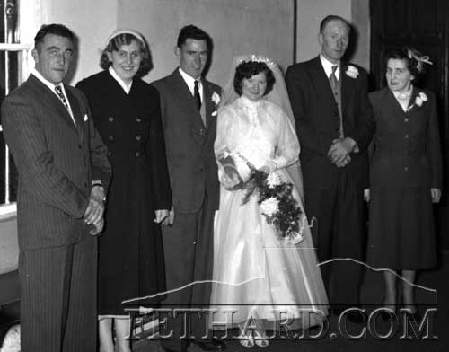 Fethard Triple wedding, November 26, 1955 L to R: Eddie Fleming and Mary Kelly; Cutsy O’Donnell and Kitty Ryan; Gus Maher and Tess Anglim.