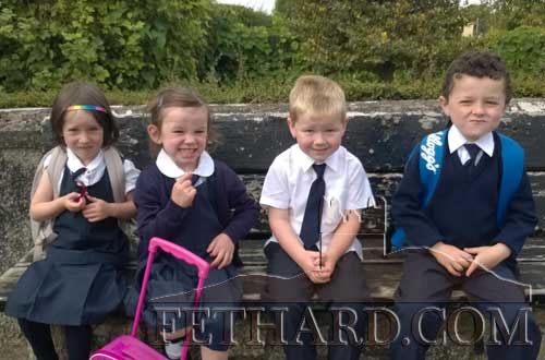 Junior Infants starting school at Killusty National School. L to R: Laura Coonan, Sophie McEvoy, Joe Purcell and Joseph Gaule