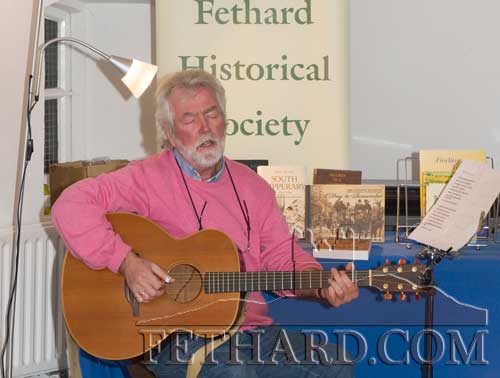 Clonmel folk singer Seán Callaghan singing at the reception