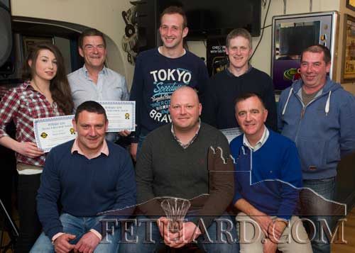 Some of the nominee's for the Fethard Sports Achievement Award for April. Back L to R: Aimee Pollard, Bernard Feery, Dixie Sheehan, Willie Morrissey, Colm Hackett, representing his son Robert Hackett. Front L to R: Kevin Coffey, representing sponsors Clonmel Better Deal Cash and Carry, April winner Paul Fitzgerald and special guest Paddy Kenrick.