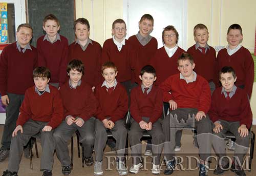 St. Patrick's Boys School 6th Class 2005. Back L to R: Dean Sharpe, Ger Maher, Tony Myler, David Burke, Gavin Carroll, Gareth Lawrence, Jamie Walsh, Andrew Maher. Front L to R: Noel O'Brien, Ted Barrett, Brian Delahunty, Louis Rice, Michael Smyth and Gavin Lonergan. Missing from photograph is Tommy Veale.