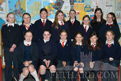 Fethard Nano Nagle Primary School 6th Class 2005. Back L to R: Rachel Prout, Orla Lawrence, Stephanie Allen, Claire Morrissey, Rebecca O'Donnell, Jenny Pyke, Maryanne Fogarty, Edel O'Sullivan. Front L to R: Mary Jane Kearney, Louise O'Donnell, Amy Lyons, Jane Holohan, Faye Manton and Amanda Ryan.