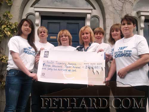 Fethard ladies photographed making a presentation of €3,742.40 to South Tipperary Hospice Movement, the cheque was the proceeds of their participation in the recent women's mini-marathon in Dublin. The girls would like to thank everyone who sponsored them or helped in any way. L to R: Amy Pollard, Monica Pollard, Majella Daly, Marie Harold Barry (South Tipp Hospice), Patricia Breen, Stephanie Culligan and Trish Duggan. Missing from photo are Hazel and Aoife Sheehan. Well done to all involved