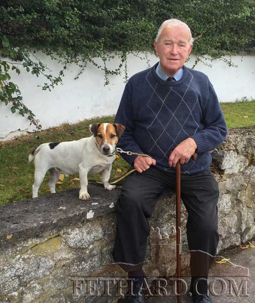 Dick Fitzgerald taken his dog Dyson for a walk around the walls of Fethard.