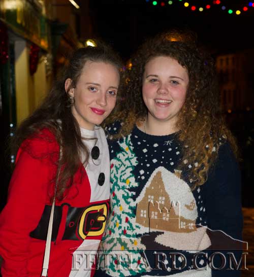 Ready to celebrate Christmas with their friends in Fethard are L to R: Rachael O'Meara and Katie Whyte