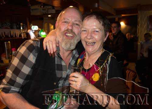 Enjoying New Year's Eve in Lonergan's Bar were Phill and Jess from Kerry Street