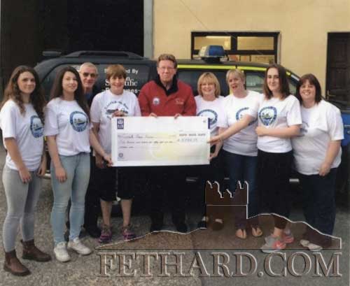 Fethard ladies handing over a cheque for €5,788,19 to members of Carrick River Rescue voluntary group photographed at their base at North Quay, Carrick. The ladies raised the funds for this very deserving group at the recent ladies mini-marathon. L to R: Amy Tynan, Amy Pollard, Robert Power (Carrick River Rescue), Trisha Breen, Micheal Hickey (Carrick River Rescue), Majella Daly, Monica Pollard, Becky Daly Jones and Cora Breen. Missing from photo is Stephanie Johnston (Stephanie's Hair Salon Fethard), Valerie Rice and Jennifer Rice. The girls would like to thank everyone who helped and sponsored them.