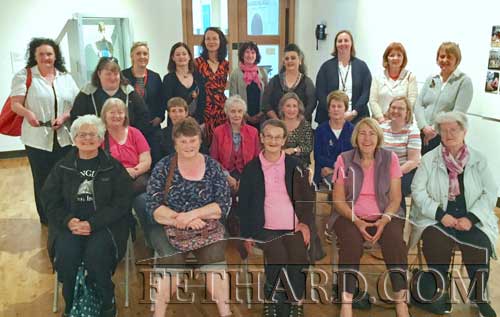 Participants from Fethard Day Care Centre photographed at the official opening of Tipperary Bealtaine Festival 2017 at South Tipperary County Museum. Back L to R: Joan Looby, Geraldine Cahill, Marie McMahon (Curator), Melanie Scott (Arts Officer), Liz Kelly, Mary Ann Fogarty (Deputy Principal Patrician Presentation Secondary School), Pat Looby, Julie Walsh Drohan (Museum), Mary Hanrahan, Mary Quigley. Middle L to R: Dolores Oâ€™Donnell, Mary Morgan, Noreen Allen, Rita Kenny, Mary Healy, Catriona Hyland. Front L to R: Pauline Morrissey, Hanna McGarry, Eileen Needham, Thelma Griffith and Mary Fitzgerald.