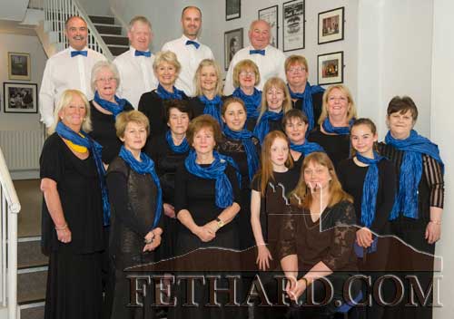 Members of Fethard Choral Group photographed in the Abymill Theatre before heading off to the AIMS Choral Festival in New Ross on Sunday last, May 21. Back L to R: Michael McCarthy, Jimmy Trehy, Paul Hayes, Brian Guiry. Second Row L to R: Chrissie Cummins, Fionnuala Oâ€™Sullivan, Geraldine McCarthy, Gemma Burke, Majella Walsh, Josie Fitzgerald, Susanna Manton. Front Row L to R: Marian Gilpin, Mary Healy, Mary Connors, Marie Murphy, Jane Hayes, Fiona Barry, Noreen Sheehy, Abbie Tillyer, Joan Halpin.  Seated, Musical Director, Ann Barry.  Missing from photo is Shirley Clooney.  
