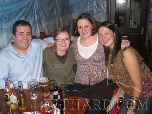 Old school friends meeting up over Christmas in Lonergan's Bar on December 24, 2008, were L to R: Tom Grant, Sinead O'Brien, Jennifer Frewen and Caroline Croke.