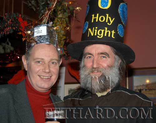 Bert van Dommelen and Joe Kenny at the Christmas Hat Party for CRC Santa Bear Appeal held in the Bridge Bar, Fethard, on Saturday night, December 27, 2003.