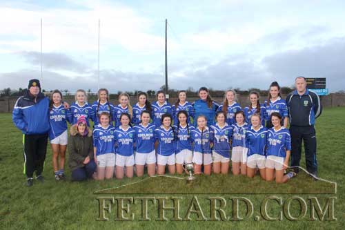 Fethard Ladies Football team, Minor A County Champions, photographed with coaches, Chris Coen, MichaÃ©l Spillane and Annette Connolly. This was the club's last game of the 2017 season as the girls added the minor title to the U16 'A' and Junior 'A' titles already won this year. 
