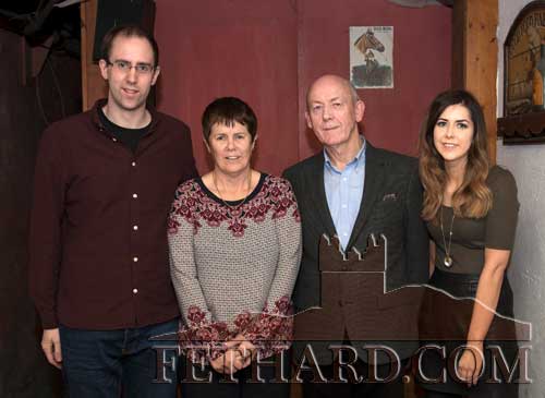 John and Veronica Fogarty (centre) photographed with their son Joseph and daughter Maryanne at John's retirement party held on Friday, January 27.