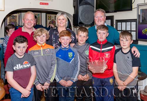 Winners of the Butler's Bar Fethard Sports Achievement Award for August are members of the Fethard U12 Hurling Team who accepted the award on behalf of their team mates. Also included in the back are Eugene Purcell (left), Liz Harding representing this month's sponsor BWG Foods, owners of Value Centre Cash & Carry, Clonmel, and Sean Kiely.