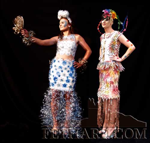 Pictured are Fethard Patrician Presentation Secondary Schoolâ€™s two regional finalists for this year's Junk Kouture competition. Maggie Fitzgerald  (left) will model 'Age of Aquarius', and Daragh Fenlon will model 'Libertasâ€™. Also onn Daragh's team are Emily Fitzgerald and Caoimhe O'Meara; and on Maggieâ€™s team is Rachel Prout.
