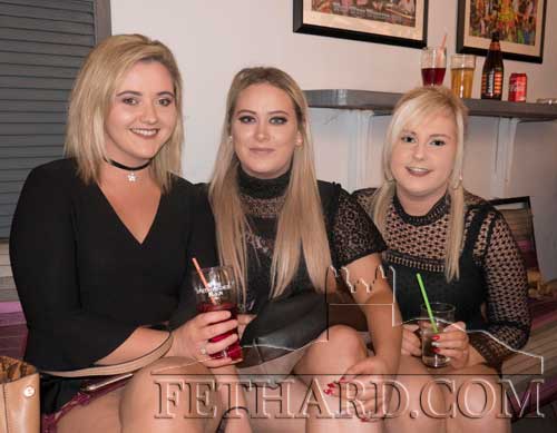Enjoying the New Year celebrations in Lonerganâ€™s Bar, Fethard, are L to R: Nicola Harrington, Rachel Oâ€™Meara and Kayleigh Higgins.