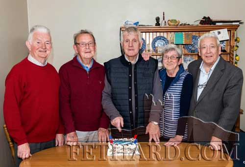 The late Sean Moloney photographed with his best friends on the occasion of his 80th Birthday celebrated in September 2017. L to R: John Whyte, Jimmy Connolly, Sean Moloney, Tossie (Carroll) Lawton and Frank Coffey.