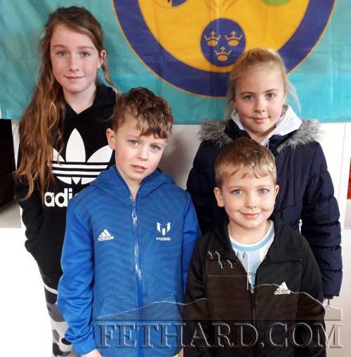 Sporting family – four members of the Byrne family, Killusty photographed at the Community Games County Finals.  Back  L to R: Freya Byrne (silver), Ines Byrne (gold). Front L to R: Ewan Byrne and Tristan Byrne.