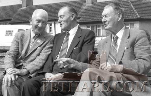 Talking of times past at Old Bridge, Clonmel, on July 9, 1993, are three of the last Tipperary football team to play in a Munster Final against Kerry in July 1944. L to R: Tommy O'Keeffe, William 'Bunny' Lambe and Jim Williams.