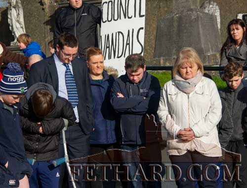 Councillors Mark Fitzgerald, David Dunne and Imelda Goldsboro photographed at the protest.