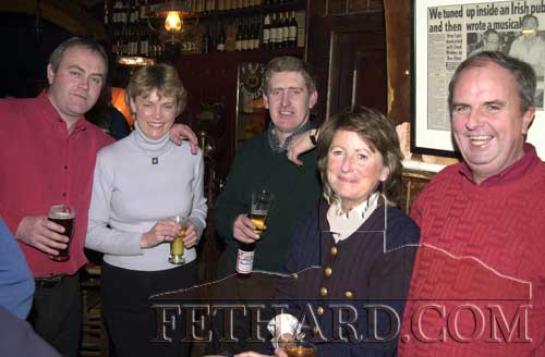 McCarthys Bar, February 26, 2001. L to R: Ger Manton, Kate Phelan, Eamon Phelan, Sally Hayes and Jimmy Ha