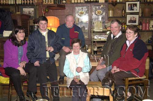 McCarthys Bar, February 26, 2001. L to R: Finola Horan, Pat White, Austin Godfrey, Mary Godfrey, Donal Leahy and Tess Leahy.
