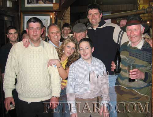 Photographed in McCarthy's Hotel after Coursing Week in Clonmel  on February 1, 2005 are L to R: Joe Hayes, Jimmy Hayes, Catherine Ahearne, Tom Purcell, Noel Morrissey, Nial Quinn and Toby Purcell.