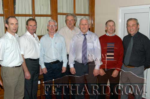 Fethard Ballroom men's committee members photographed at the 12th anniversary dance on St. Patrick's night 2005. L to R: Seamus Barry, Gay Horan, Robert Phelan (secretary), Mick Aherne (chairman), Paddy Hickey, Thomas O'Connell and Sean Spillane.
