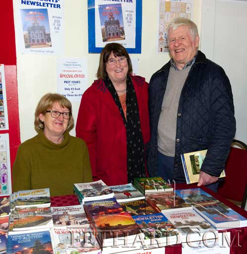 Photographed at the Tipperariana Book Fair's 'Book of the Year' for 2019 stand, are Gemma Burke (Fethard & Killusty Emigrant's Newsletter), Kitty O'Donnell, wife of the late Michael O'Donnell, originally from Kilnockin, Fethard and a regular contributor to the annual newsletter, and Tom Nealon, Carrick-on-Suir.