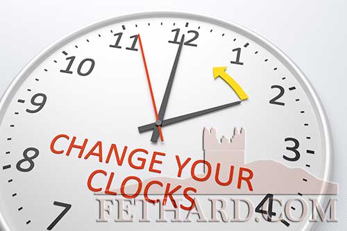 Don't forget the clocks will go back by one hour at 2am on Sunday, October 25. This will mean an extra hour in bed. While clocks on most phones, laptops and other smart devices reset themselves, don’t forget to adjust any manually operated clocks and watches. Otherwise you may find yourself having an early breakfast or rushing around in the morning for absolutely no reason.