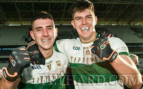Colin O'Riordan (left) and Steven O'Brien celebrate Tipperary's first Munster SFC title since 1935