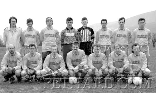 Killusty Soccer Team (9/4/95) winners of this years 1st Division League, pictured wearing their new strip sponsored by Pat O’Shea, Fethard, who is also included (back left).