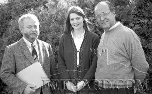 Jimmy O’Connor, a member of the local committee objecting to the proposed windfarm on Slievenamon, pictured above presenting new evidence supporting their case to Claire O’Grady Walsh, executive director Greenpeace, and Pat Fleming,Greenpeace. September 21, 1995.