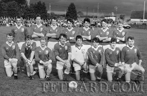 Fethard Senior Football Team, winners of the County Final played in Kilsheelan on Sunday September 25, 1988, on the scoreline, Fethard 1-11, Commercials 1-10. The Fethard team and supporters were highly appreciative of the sporting gesture from Joe McNamara of Commercials, who came out to Fethard later on Sunday night to congratulate the Fethard team and where he was made most welcome to join in the victory celebrations. Back L to R: Tommy Sheehan, Michael O’Riordan, Liam Connolly, Michael O’Riordan, Michael Ryan, Michael Downes, Shay Ryan. Front L to R: Willie O’Meara, Owen Cummins, John Hackett, Brian Burke, Paddy Kenrick, Michael ‘Buddy’ Fitzgerald, Willie Morrissey and Joe Keane. Fethard completed the South and County Senior Football double in this close and exciting victory over their great rivals.