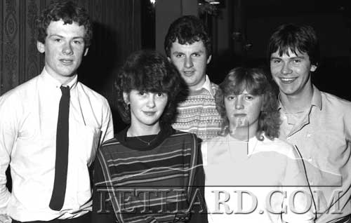 Photographed at Fethard GAA Dinner Dance in Cahir House Hotel on January 28, 1984, are L to R: Liam Connolly, ?, Denis O'Meara, ?, and Dominic Kearney.
