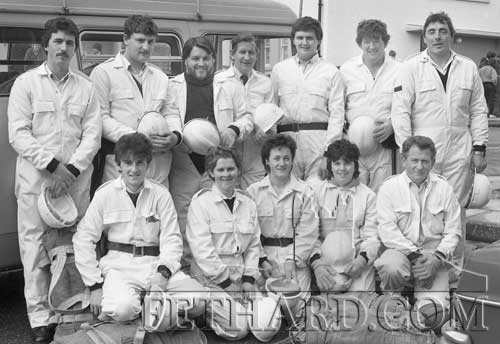 Fethard Civil Defence members photographed on The Square, Fethard, in April 1986.