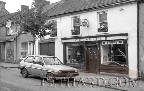 Dollie O'Connell's shop, Lower Main Street, in July 1991. The entrance on the left was formerly down to where Arthur Eustace ran Fethard Bakery and at the time of this photograph,it appears to have been ‘Engineering Works’