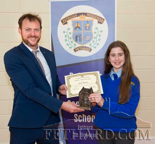 

Isobel Herbert won the First Year ‘Student of the Year’ award from Principal Mr Billy Walsh. 