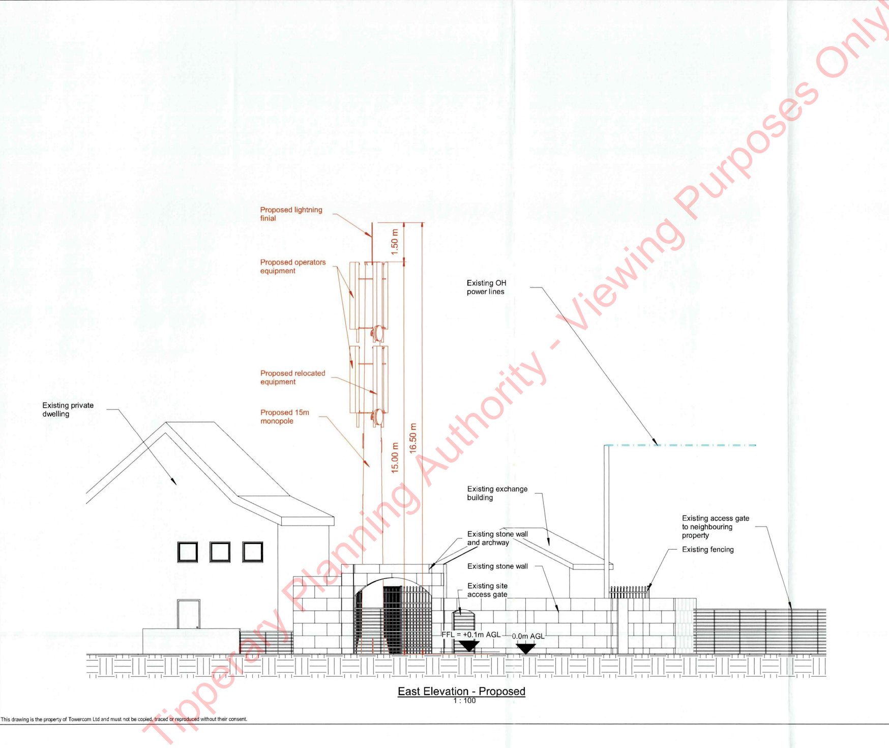 A new planning application has been received by Tipperary County Council for permission to erect a 15-metre-high monopole together with antennae, dishes and other equipment and remove the existing 10m high timber communications pole with antenna at the Eir Exchange, St. Patrick’s Place, Fethard. 