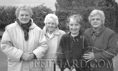 L to R: Mrs Margaret Keane, The Green: Mrs Margaret Fitzgerald, Kiltinan; Kathy Aylward, Killusty and Kathleen (Quirke) Whelan, Clonmel and formerly from St Patricks Place, photographed at the Mass at Calvary Cemetery on May 28, 1999.