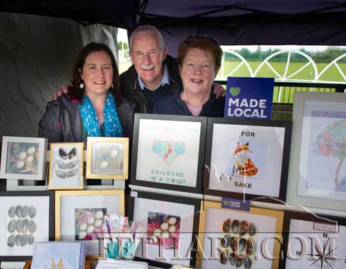 L to R: Gillian Gubbins with her parents Noel and Josephine, formerly from Fethard, photographed at Gillian's 'GG Designs' art, craft & design stall at Fethard Festival Family Fun Day.