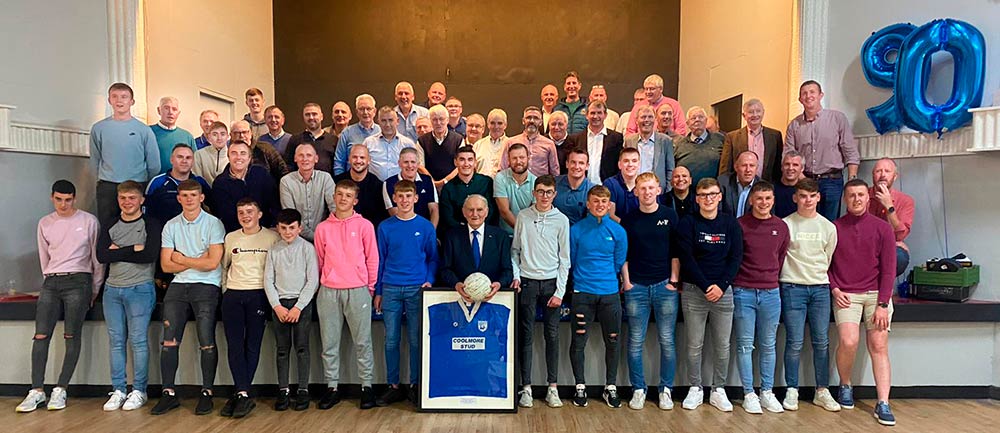 GAA players past and present who travelled from near and far to celebrate with Jimmy O'Shea on the occasion of his 90th Birthday at Fethard Ballroom in September 10, 2022