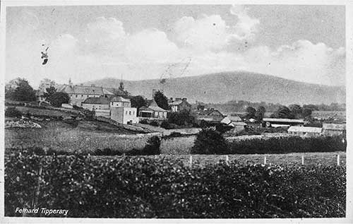 Postcard of Fethard and Slievenamon from Cashel Road.