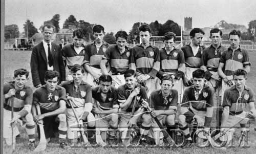 Fethard Minor Hurling Team beaten in the 1947 Final by Ballybacon at Clonmel. Back L to R: Mikie Cummins, Paddy O’Sullivan, Seán O’Donnell, Bobbie Hall, Joe O’Donnell, Michael Quirke, Tony Newport, Michael Henehan, Jimmy O’Donnell. Front: P. Shanahan, Joe Clarke, Richard Quirke, Cly Mullins, Billy Morrissey, Buddy Sayers, Jim Barry and Seán Walsh.