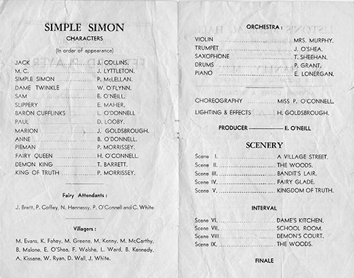 Fethard Players ‘Simple Simon’ pantomime 1950
