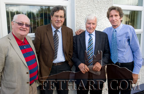 Photographed at the Killusty National School Centenary Celebrations on October 3, 2010, are past-pupils L to R: Leo Darcy, Professor Michael Kane, Dan Sheehan and Dick Sheehan.